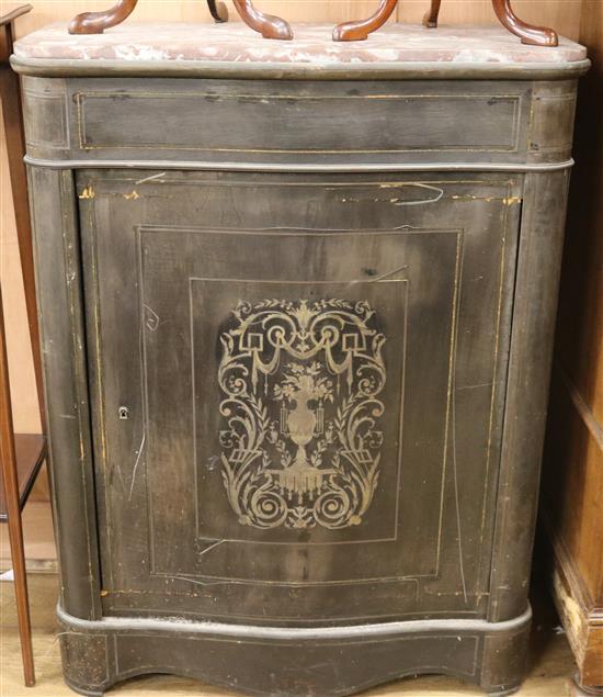 A pair of boulle style marble top cabinets W.80cm